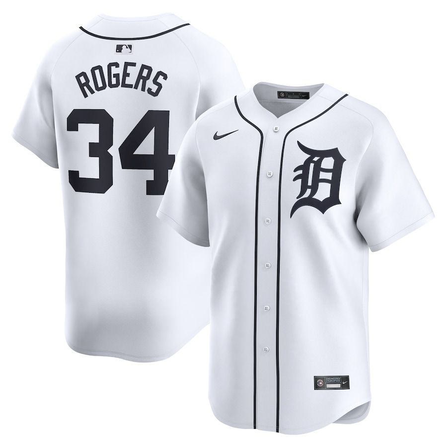Men Detroit Tigers #34 Jake Rogers Nike White Home Limited Player MLB Jersey->detroit tigers->MLB Jersey